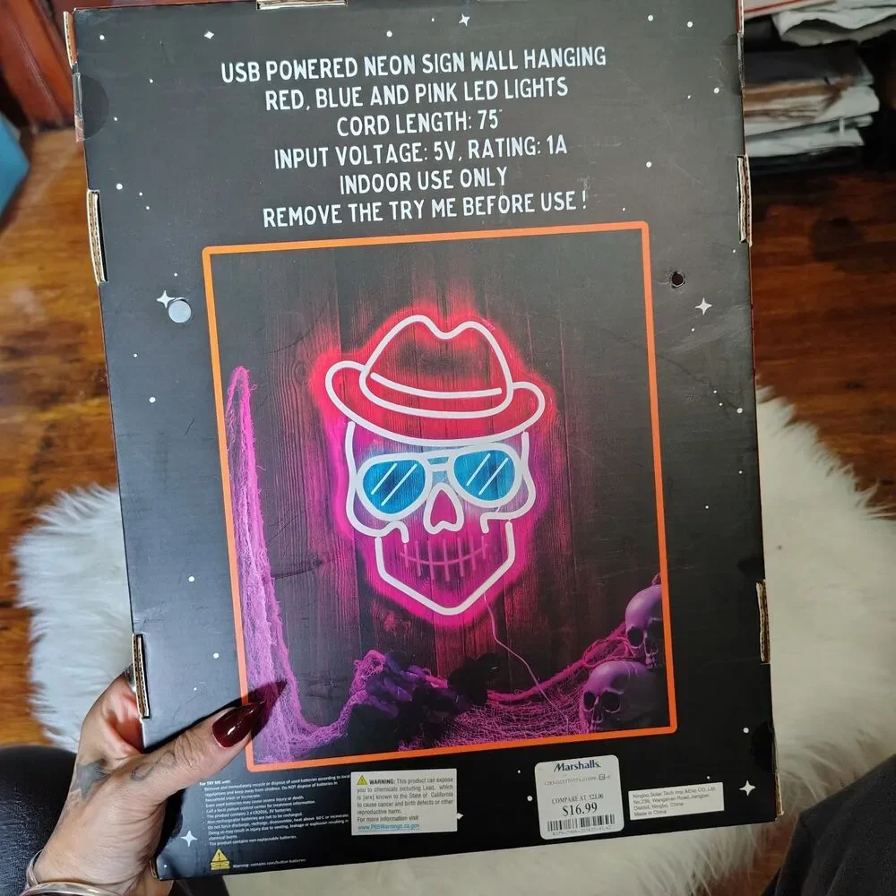 Skull Neon Light Toil & Trouble New